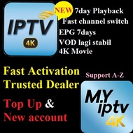 MYIPTV4K/ IPTV4K / Top Msia Spore IPTV/Topup/BuyNew/Fast activation /4k Movie/Live channel
