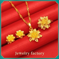 Emas 916 lelong Pendant Chain Jewellery Fashion Jewellery Set Necklace + Earrings + Ring Style Jewel
