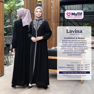GAMIS MUTIF LAVINA JETBLACK GOLD || Gamis Hitam Dewasa Mutif (COD)