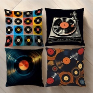 1pc/4pcs Vintage Vinyl Record Cushion Covers, Printed Pillowcase,Sofa cushions45*45cm