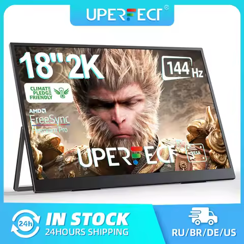 UPERFECT 18" Large Portable Monitor 2K 144Hz Gaming Display with USB-C HDMI 100% DCI-P3 FreeSync Tra