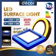 3 Modes LED Downlight 7" 12W+4W 9" 18W+6W LED Surface Downlight Round Square Downlight 2 Tone (White+Warm / White+Blue)