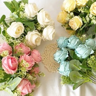 9 Heads Artificial Fake Rose Camellia Flower Flowers for Home Wedding Decoration Bridal Bouquet