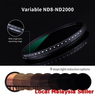 K&F Concept variable ND ND8 - ND2000 3-11 stop neutral density filter 77mm 82mm, Penapis kamera ND