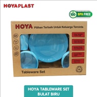 HOYAPLAST Tableware Set Of 12pcs (4piring + 4mangkok + 4mug) Plastik Tebal dengan Desain 8 Warna
