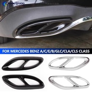 NOBELJIAOO 2Pcs Car Exhaust Tip Muffler Pipe Cover 4 Outlet Tail Pipe Rear Diffuser Cover For Merced