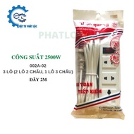 Ổ điện Điện Quang 3 lỗ - 4 lỗ - 6 lỗ - 8 dây dài 2M-5M Ổ cắm giá rẻ màu đen-đỏ trắng-đỏ Công suất ca