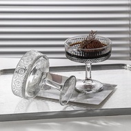 Glass wine glasses, cocktail glasses, ice cream stand glasses, homecafe striped dessert glasses