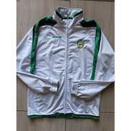 HIJAU Errea Brand Casual Tracktop Jacket, Thick Cotton Material, White, Green Trim, Size XL