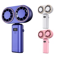[themremain]-Portable Handheld Fan USB Charging Cooler Dual Fan Digital Display Rechargeable Battery