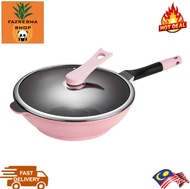 Korea High Quality 32cm Non Stick Frying Wok Pan With Lid (Ala Didinika) Free Wooden Sp