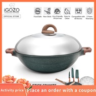 Plat makan ✰iGOZO Amazonas Non Stick Granite 36cm Wok 24cm Frying Pan Cookware Set Kuali Periuk Batu