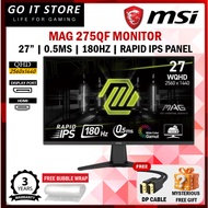 MSI MAG 275QF 27" WQHD 180HZ 0.5ms AI VISION GAMING MONITOR (FREE MYSTERIOUS FREE GIFT)
