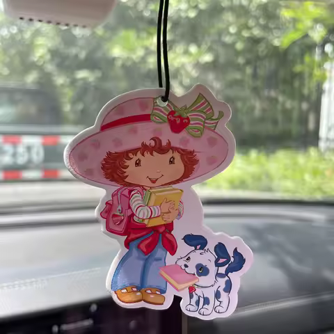 Strawberry Girl Goes to School with Her Puppy Hilton (Hotel Scent) Car Fragrance Tablets, Wardrobe A