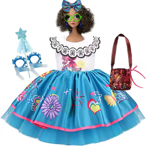 Little Girl Mirabel Dress Encanto Charm Disguise Costume Toddler Girl Birthday Party Fantasy Outfits