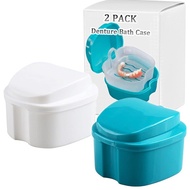▶$1 Shop Coupon◀  Denture Bath Box Cup Container Case, Complete Clean Care for Dentures, Clear Brace