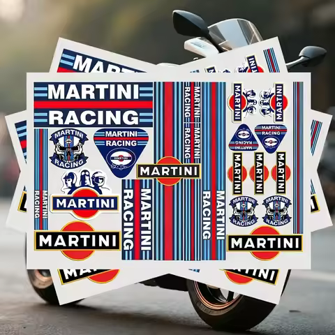 Martini Racing Style Car Motorcycle Sticker, Durable Vinyl Decal for Bumper Window Laptop Wall DIY C