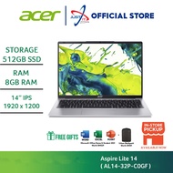 ACER ASPIRE LITE 14 AL14-32P-C6WR / AL14-32P-C8AG LAPTOP ( N150 8GD5 512SSD / 14" IPS WUXGA / WIN11H