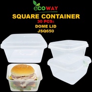 [30 SET±] SQ650 Square Disposable Plastic Food Container Bekas Makanan Petak With Dome Lid