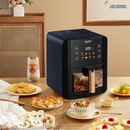 Air Fryer พร้อมตะแกรงรองหม้อทอด หม้อทอดไร้น้ำมัน 8 L สำหรับใช้ในครัวเรือน จอแสดงผล LED หน้าจอสัมผัส 