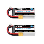 HRB 2PCS 3S 1500mAh Lipo Battery XT60 11.1V 100C RC Lipo Battery Compatible for RC Helicopter Airpla