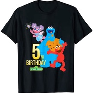 Children's Clothing Sesame Street 5th Birthday T-Shirt Baby Clothes Tops Boys Girls Women Boys Impor