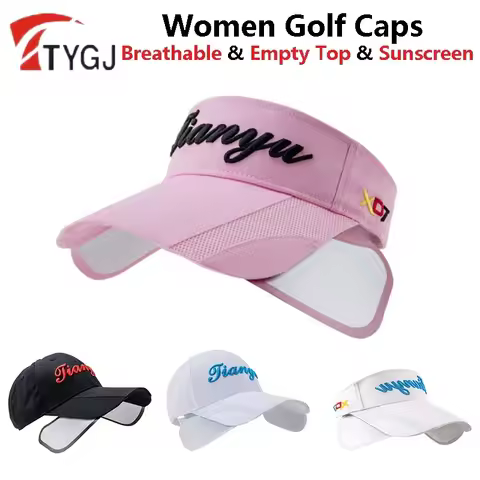 TTYGJ Women Men Adjustable Golf Caps Unisex Sunproof Empty Top Hats Couple Retractable Brim Sun Viso