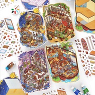 3 Pcs [Small Corner 5.0 Series] 3D Landscape Stickers Waterproof Material Cartoon Style Scrapbooking