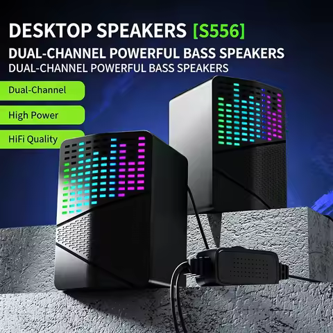 RGB desktop Computer Speaker, Esports Game Computer Speaker, 52mm Large-Sized Dual Speakers, Dual Ch