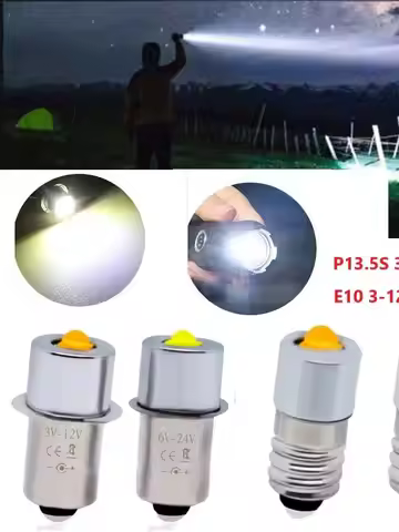 2Pcs 13.5S /E10 LED Flashlight Bulbs 3W LEDs Maglite LED Upgrade Replacement Bulb DC3-12V/6-24V Whit