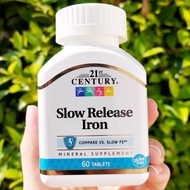 ธาตุเหล็ก Slow Release Iron 45mg + Calcium 60 Tablets (21st Century®)