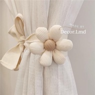 Vintage beige chrysanthemum curtain ties, Korean floral curtain ties