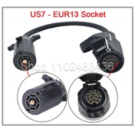 RV trailer plug adapter 7/13pin Eur socket convert to 7pin USA trailer plug trailer boat truck trail