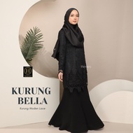 HERNES KURUNG BELLA EXCLUSIVED BAJU KURUNG MODEN LACE EMBROIDERY GOLD AND BLACK BAJU KURUNG MODEN