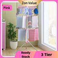 ZONVALUE ☀️ 3 Tier Hanger Baby Clothing Napkin Towel Drying Rack Penyangkut Pakaian Ampaian Penyidai