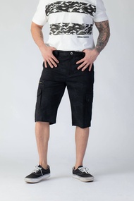 DP Men | Slim Fit Cargo Short Pants Black - CS3 - DHP10641BS