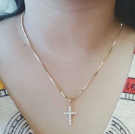 Kalung Liontin Salib Lapis Emas 24k Anti Karat Real Pick L008