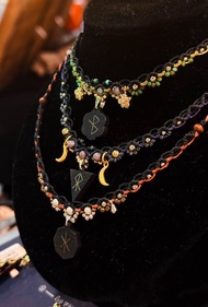 【魔法符文】守護盧恩符文 木鑲嵌編織頸鏈