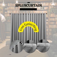 SPLUSCURTAIN 95% Shading Blackout Curtain (B20)/ Langsir Sliding Door / Langsir UV Protection/Free Hook/Eyelet