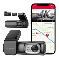 【การ์ด SD 64GB ฟรี】LINGDU D600 4K Dual Dash Cam GPS WIFI ในตัว กล้องติดรถยนต์ด้านหน้าและด้านหลังสำหรับรถยนต์และรถบรรทุก การควบคุมด้วยเสียง การตรวจสอบที่จอดรถ 24 ชั่วโมง