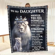 Inspirational Lion Print Fleece Blanket for Daughter  Soft Cozy Throw with Motivational Quotes Perfe