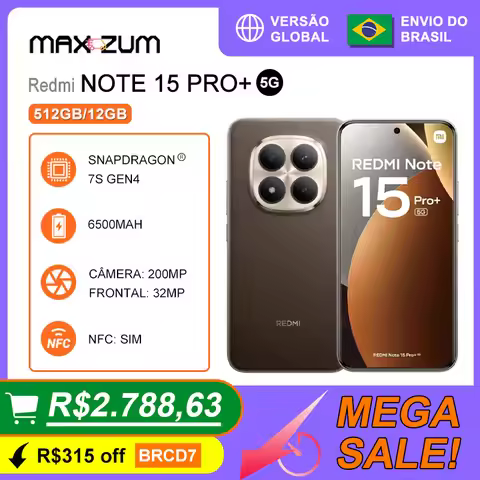 Xiaomi Redmi Note 15 Pro+ 5g, 512Gb/12Gb Ram, Smartphone, Snapdragon Processor ® 7S Gen 4, 6500Mah B