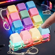 Keyboard Fidget Toy with LED Light Keyboard Fidget Keychain 9-in-1 Keyboard Decompression Button Str