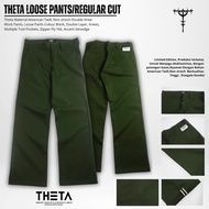 HIJAU THETA Chino Workpants Army green Accent Selvedge Regular Cut - Men's Army green Chinos Trouser