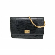 CHANEL 2.55WOC19黑色蜥蜴皮26開金扣肩背包