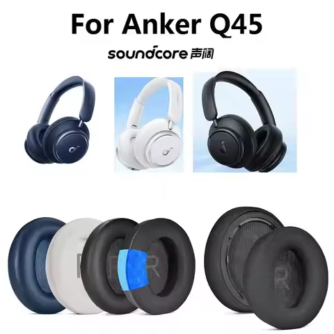 1 Pair Original Replacement Ear Pads Cushions For Anker Soundcore Life Q45 BT Anker Space Q45 Headse