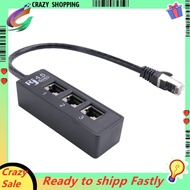 RJ45 Male to 3 RJ45 Female Port Network Extender Cable Splitter LAN Ethernet