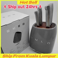 24H SHIP) SMEG knife block set with 6pc knife Vintage Stainless Steel Kitchen Knife Bread Knife Home