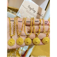 24k round carved color necklace / 24k gold plated
