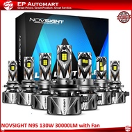 (Novsight N95) 2pcs Lampu LED Kereta Cerah h4 H11 H7 HB3 HB4 130W 30000LM 6500K Super Bright car fog